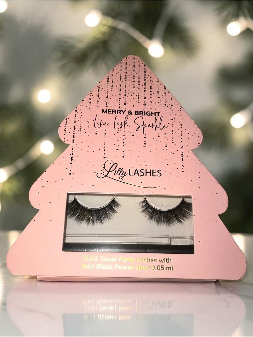 BNIB Lilly Lashes Gold Tinsel False Lashes w/ 2-n-1 Mini Liner & Adhesive